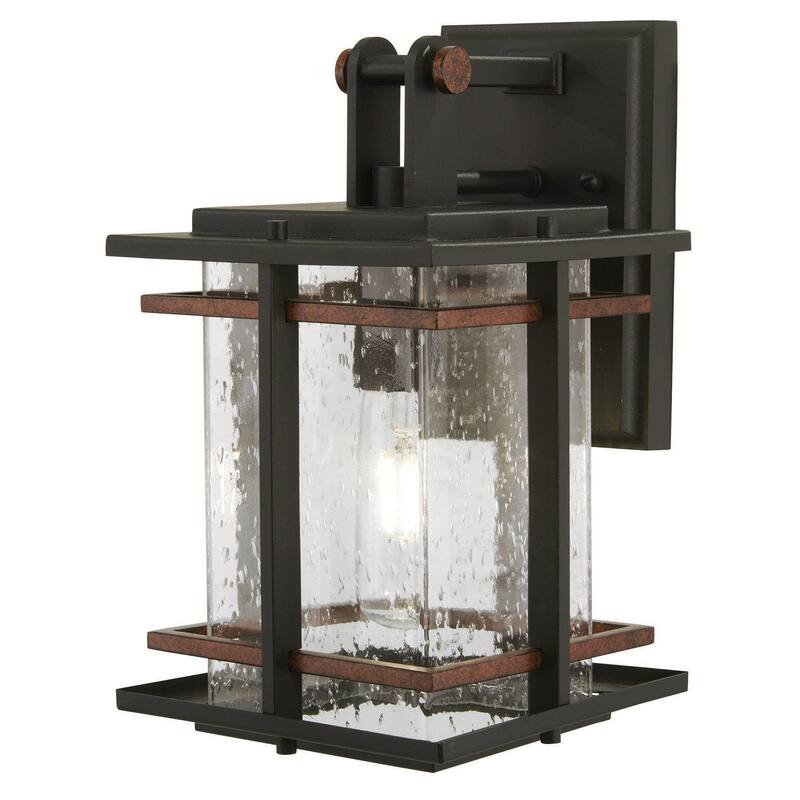 The Great Outdoors San Marcos Single Light 11-1/4" Tall Outdoor Wall - Black / Antique Copper