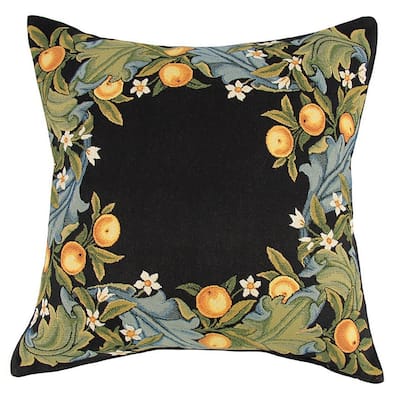 STP Goods Orange Wreath Tapestry Throw Pillow