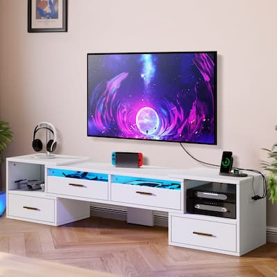 Moasis Deformable LED TV Stand with Power Outlets Entertainment Center Media Console