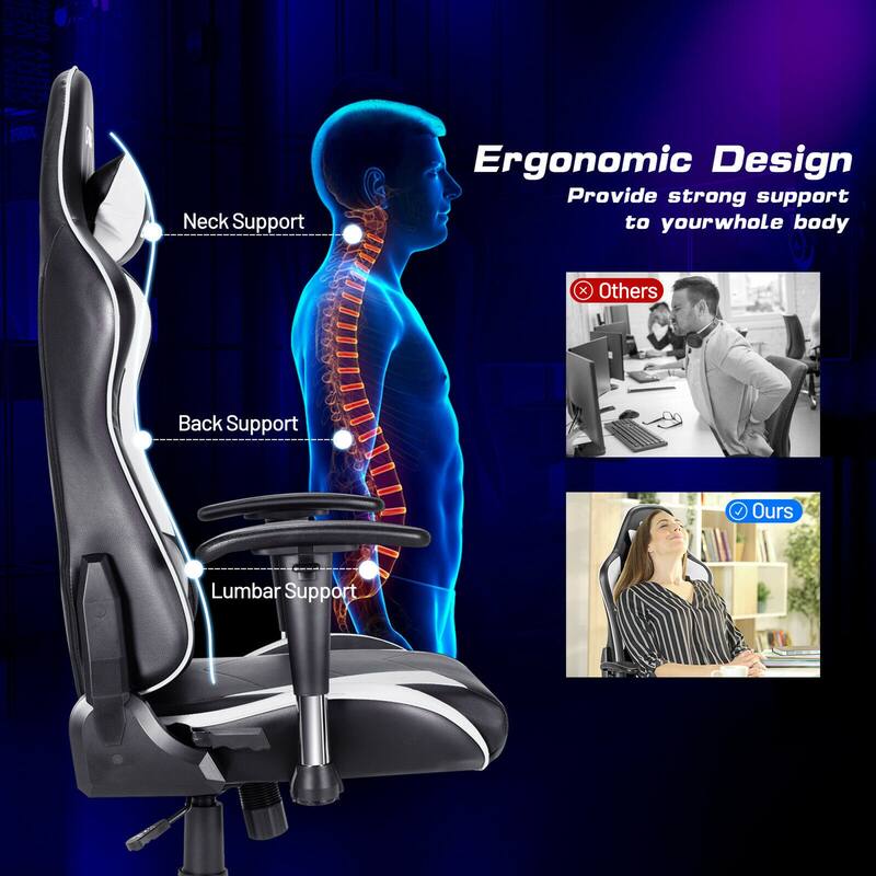 Gymax Gaming Chair Adjustable Swivel Racing Style Computer Office - See Details