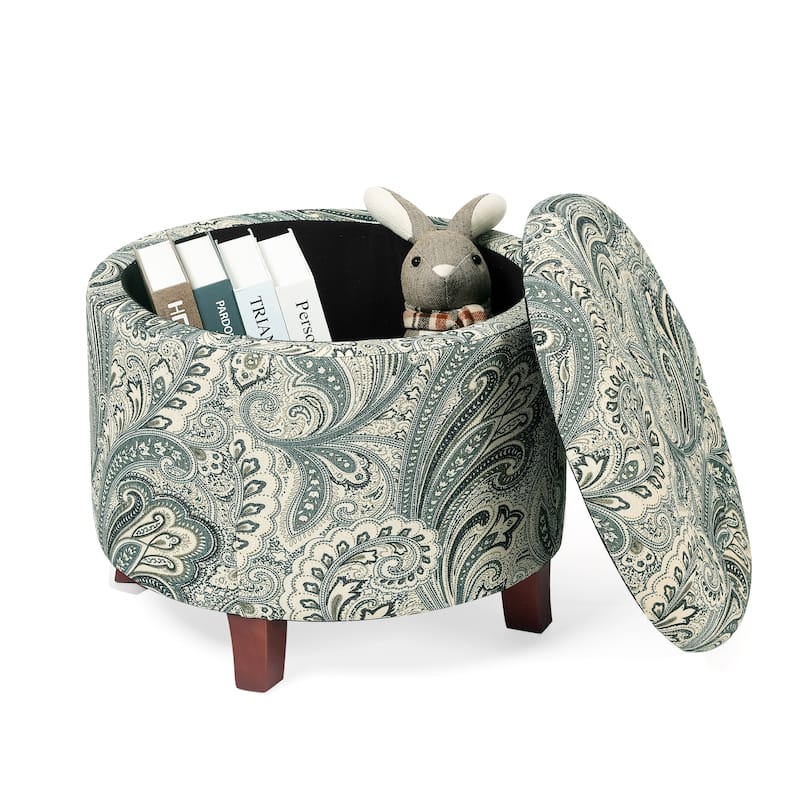 Adeco 20" Tufted Round Ottoman with Storage
