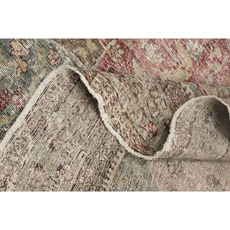 Hand Knotted Oriental 100% Wool Carpet Traditional Floral Red Tabriz Area Rug - 11' 10'' X 8' 8''