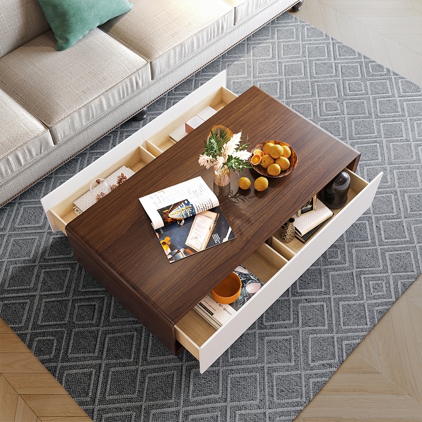Modern Rectangular Coffee Table Wood Coffee Table with Storage 4 Solid Wood Drawers Fully Assembled 51 On Sale Bed Bath Beyond 36833125