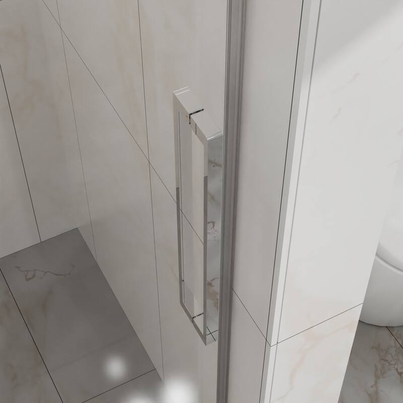 60" W x 72" H Sliding Shower Door, Frameless Sleek Glass Shower Door, 1/4" (6mm) Thick Tempered Clear Glass