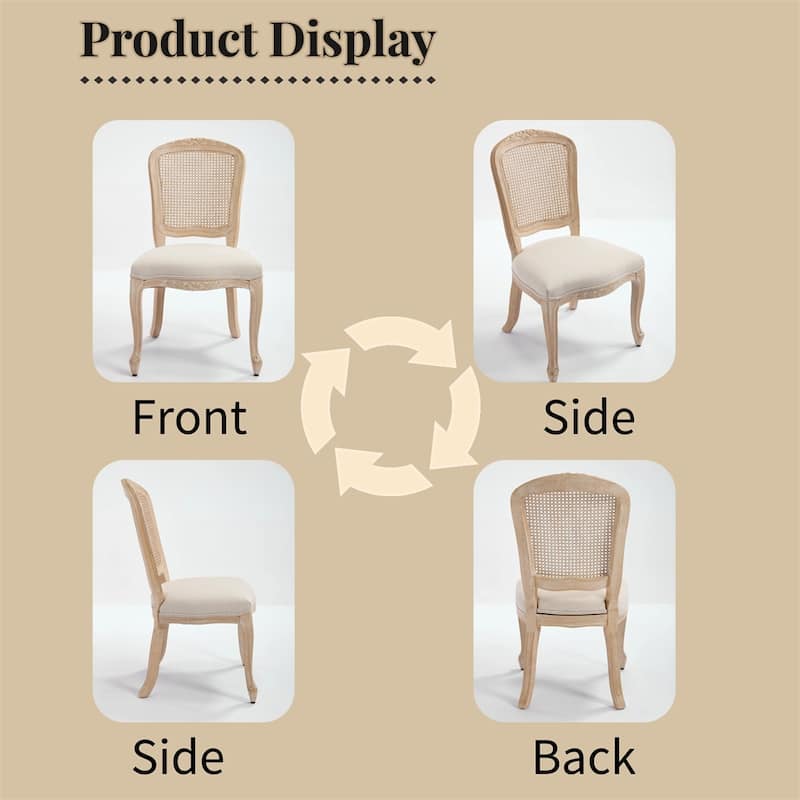 French Country Dining Chairs Set of 2,Upholstered Chairs with Back