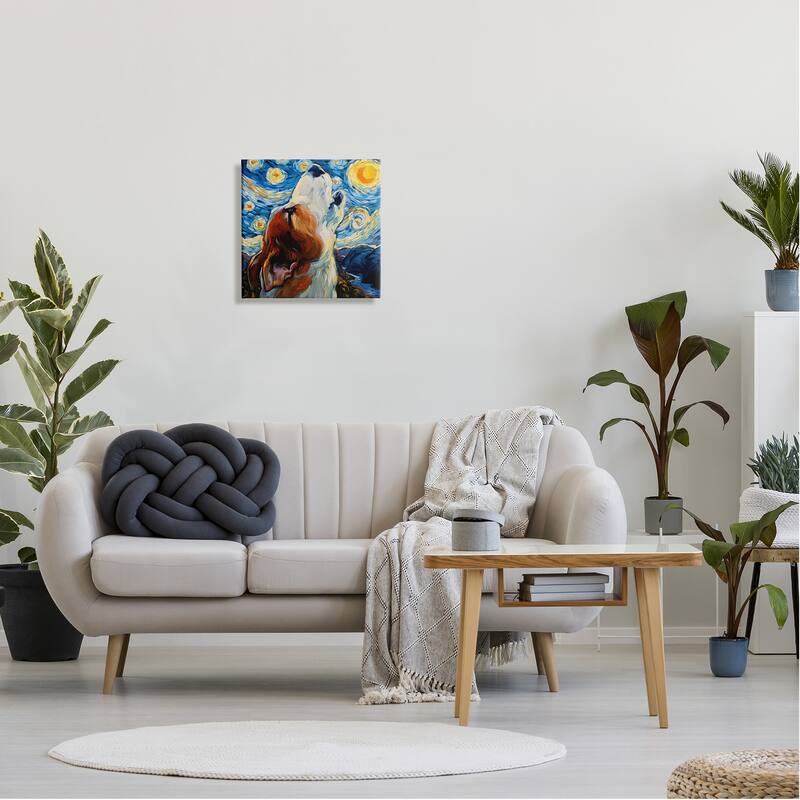 Stupell Howling Dog Classic Painting Canvas Wall Art Design by CR Townsend