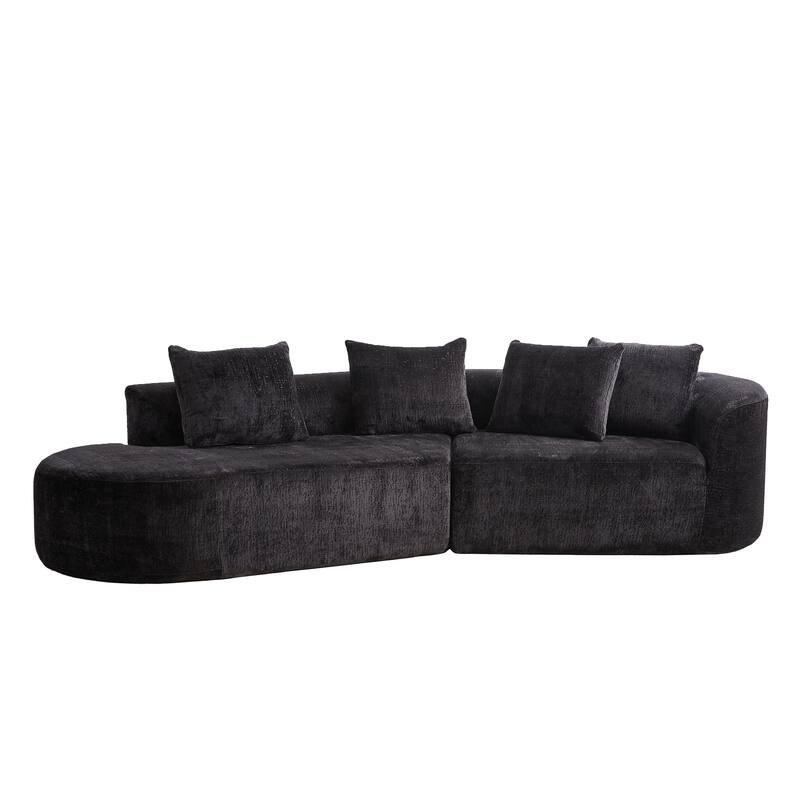 114" Chenille Cloud Sectional Sofa with Extra Deep Seating, and 4 Throw Pillows & No-Assembly Design