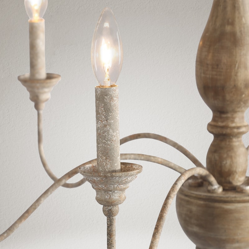 Farmhouse 6-Light Wood French Country Chandelier for Dining Bedroom