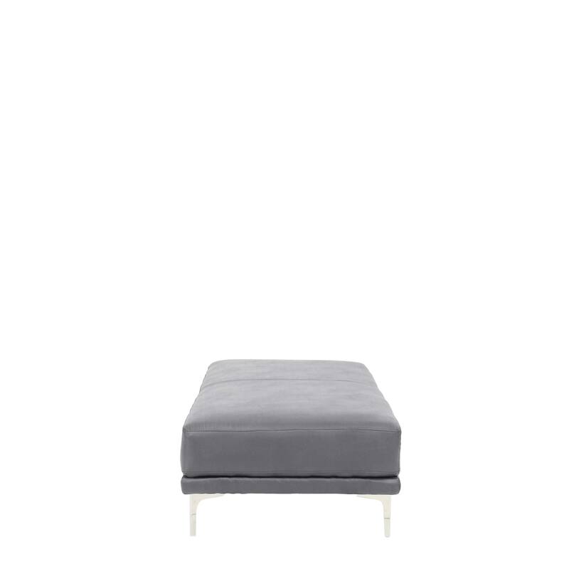 OTTOMAN in Black Faux Leather - Antique Gray