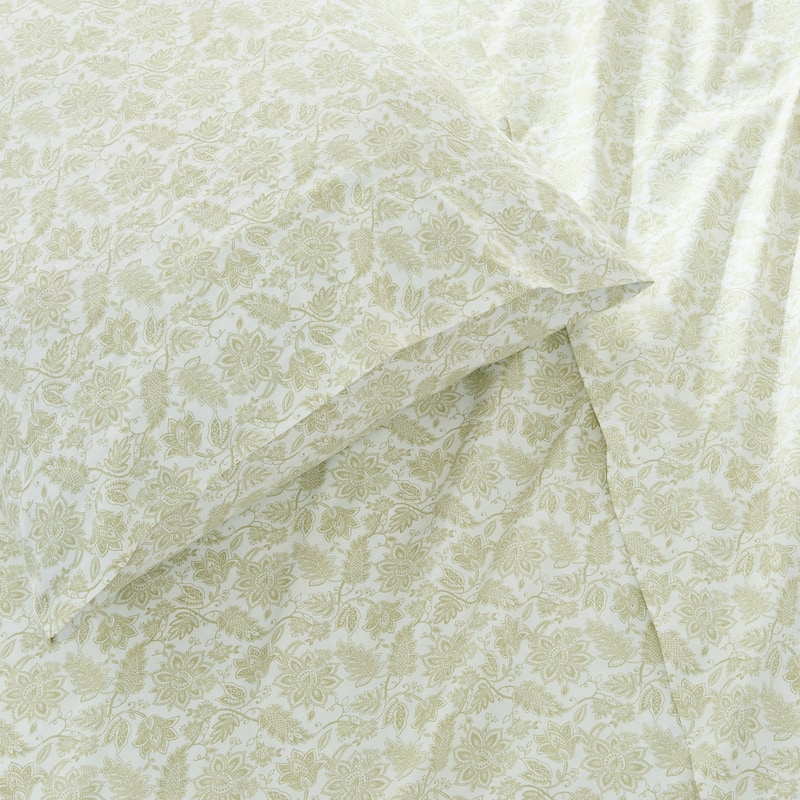 Lush Decor Floral Jacobean Sage Cotton Sheet Set