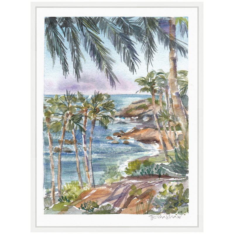 Kate and Laurel Sylvie Laguna Beach California Scene Framed Canvas by Patricia Shaw