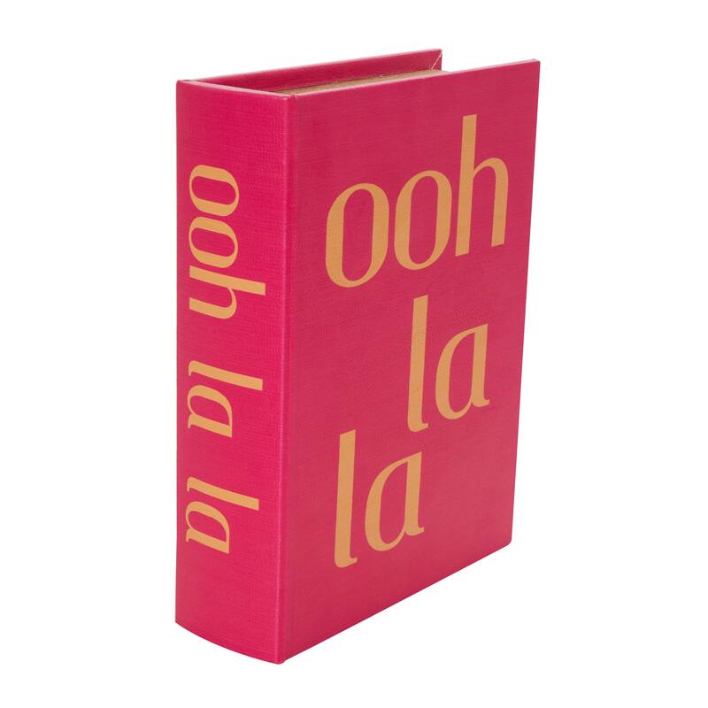 Red Wooden "Ooh La La" Faux Storage Book Decorative Box with Gold Lettering (Set of 3)
