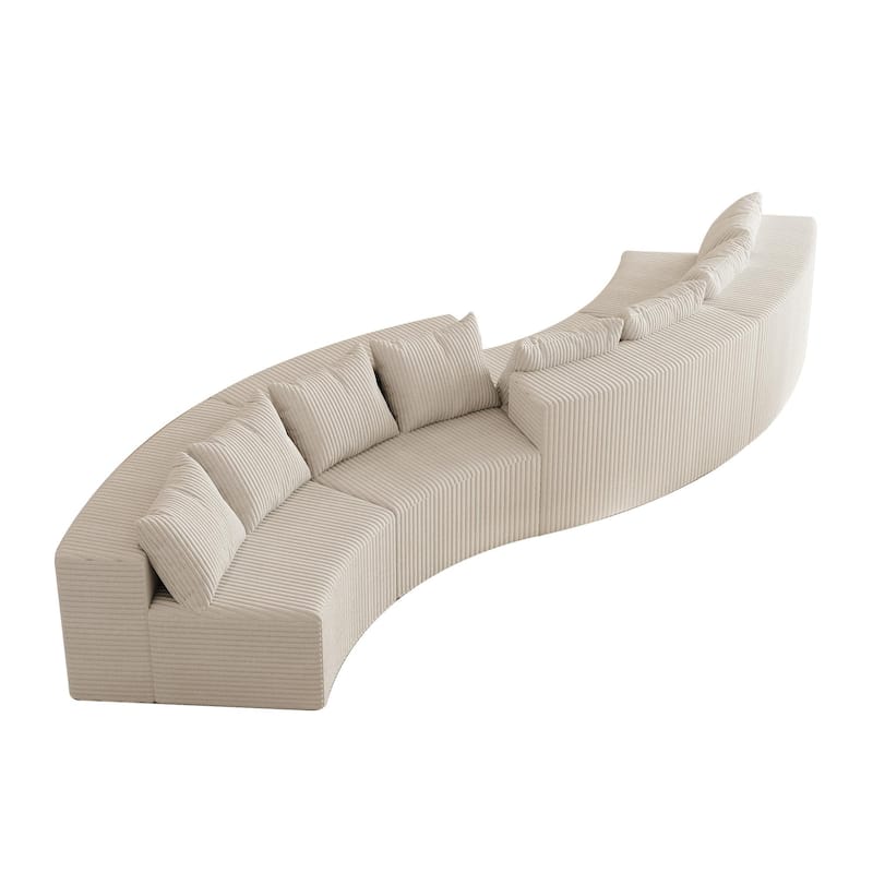 Half Moon Sectional Sofa Convertible Modular Couches Plush Corduroy Sleeper Sofa Bed Symmetrical Loveseat Sofa