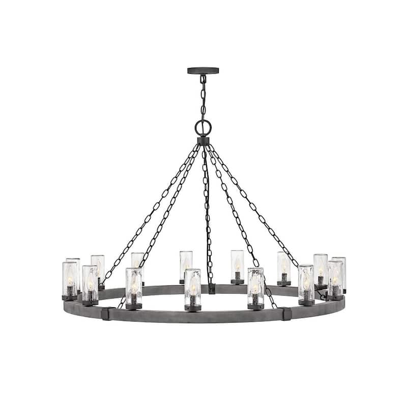Hinkley Lighting Sawyer 15 Light 46" Wide Open Air Outdoor Chandelier - Aged Zinc