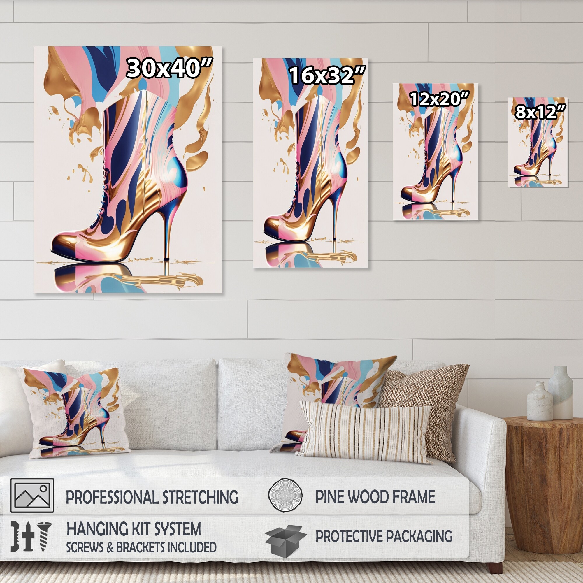 High heel canvas art sales