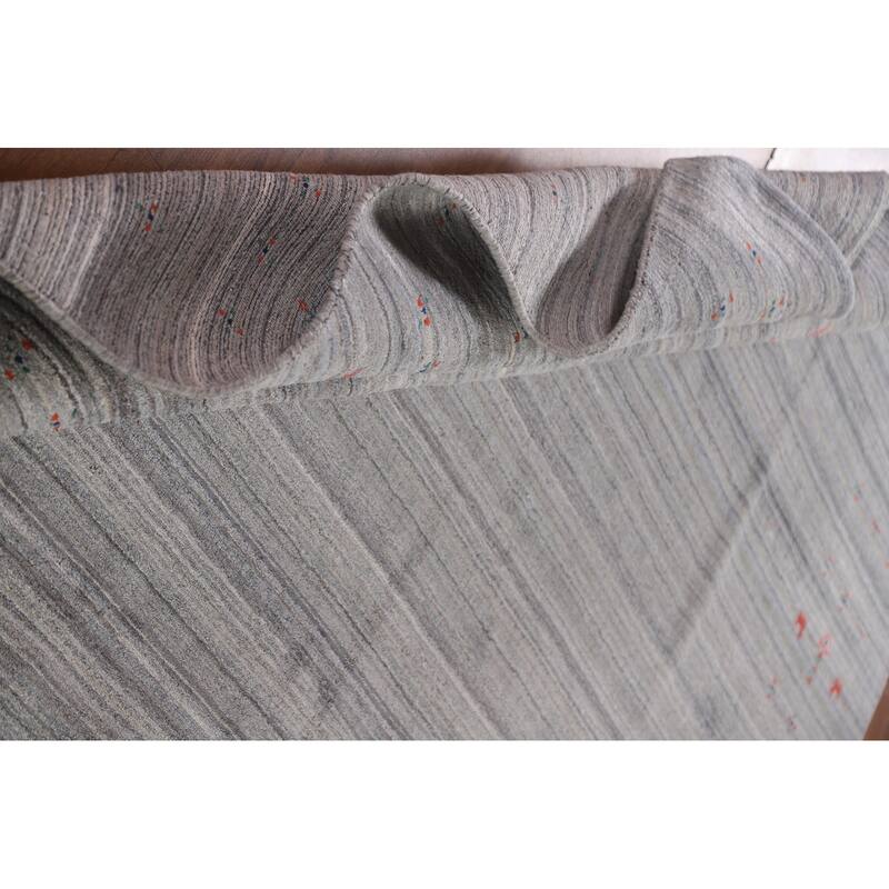 Striped Gabbeh Oriental Area Rug Hand-Knotted Tribal Wool Carpet - 7'10"x 9'9"