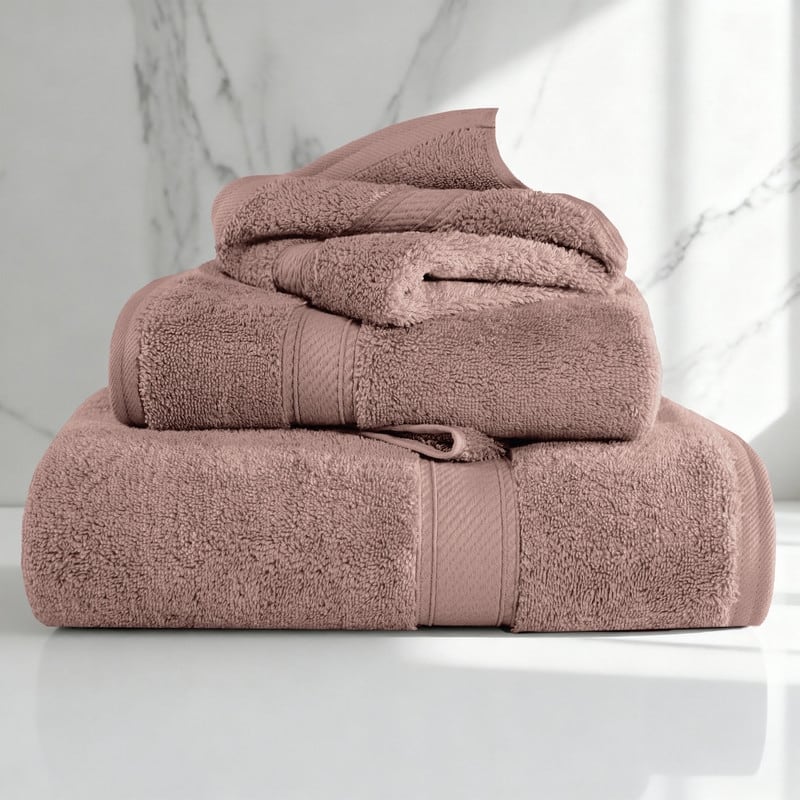 Superior Egyptian Cotton Pile Heavyweight 3-Piece Towel Set - Muted Mauve