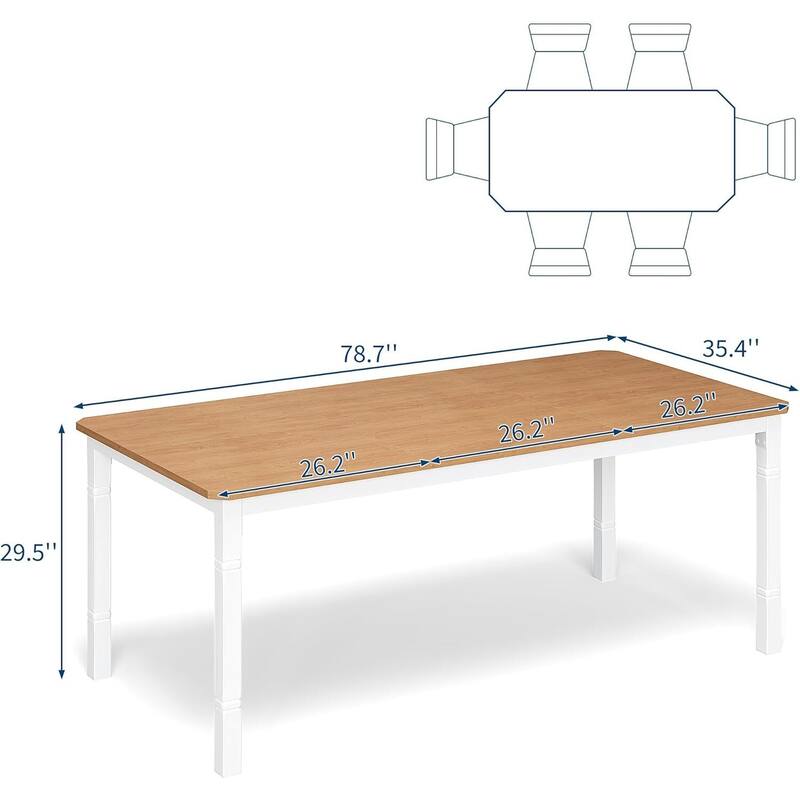 79" Large Industrial Dining Table for 6-8 People for Kitchen, Dining Room, Walnut (Only Table)