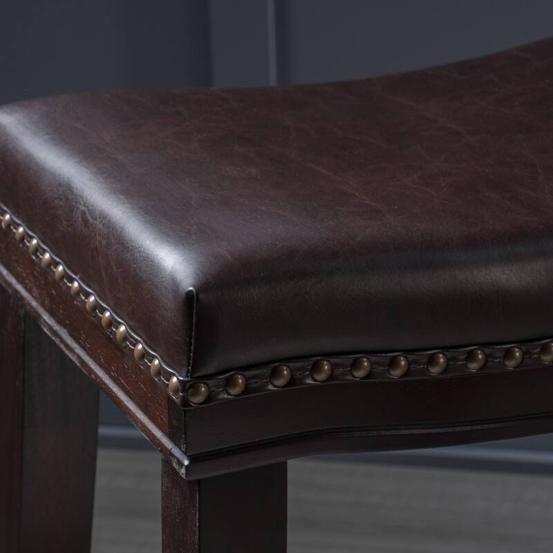Christopher Knight Home Kainu Contemporary Upholstered Saddle Counter Stool with Nailhead Trim (Set of 2)