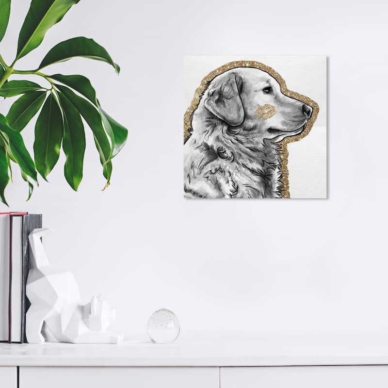 Wynwood Studio Canvas Fashion and Glam Kissing the Gold Gray and Light Gray Glam Wall Art Canvas Print - 12 x 12