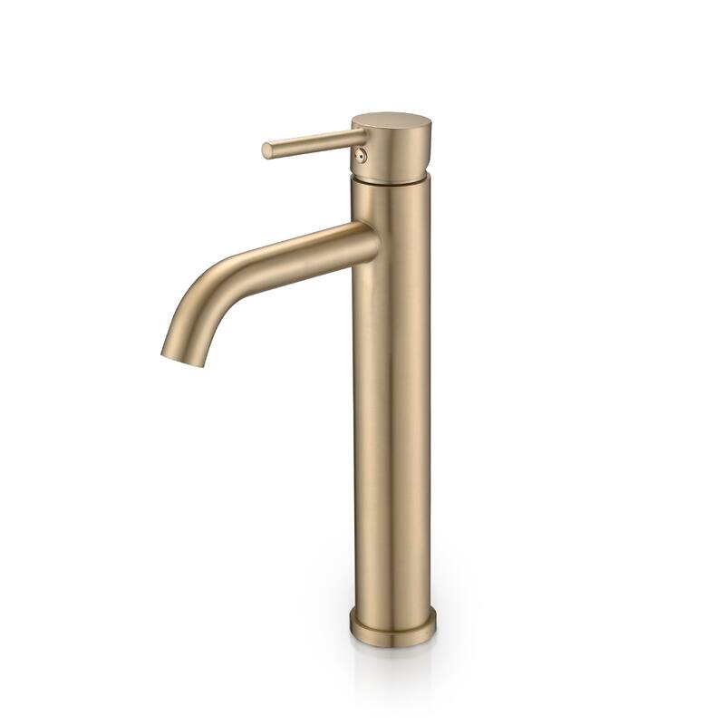 DORNBERG Single Hole Bathroom Sink Vessel Faucet in Golden - Brushed Gold