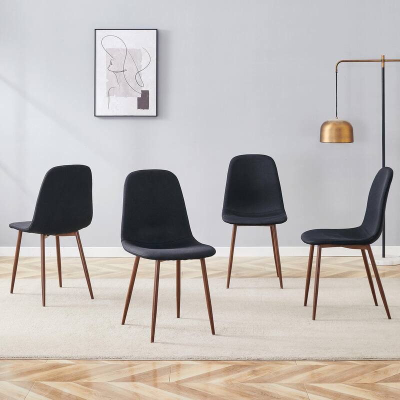 Roomfitters Linen Cotton Dining Chairs with Gold Metal Legs, High Resilience Upholstered Set of 4 for Home