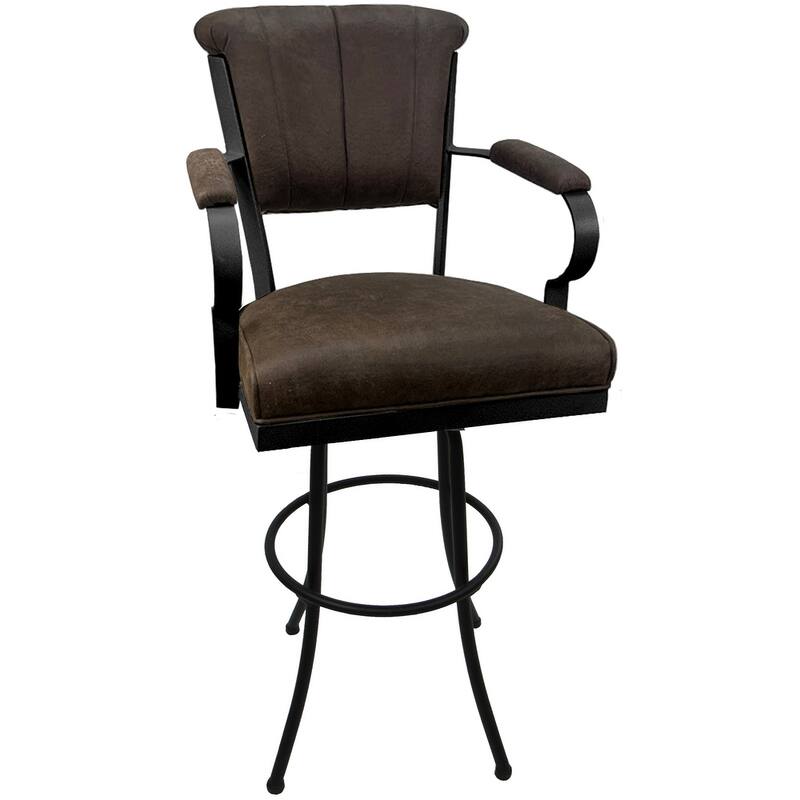 Miami Extra Tall 34" Spectator Metal Bar Stool on Noam Base - 34" Seat Height - Northwest Whiskey - Black