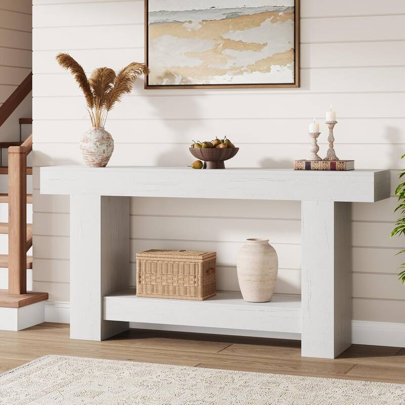 62.9" Narrow Console Table with Storage Rectangular