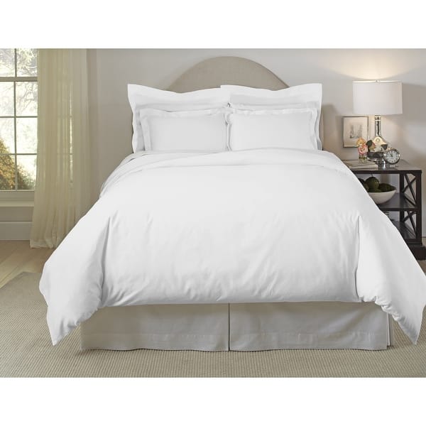 Pointehaven 620 Thread Count Long Staple Cotton Duvet Cover Set - White - Full - Queen