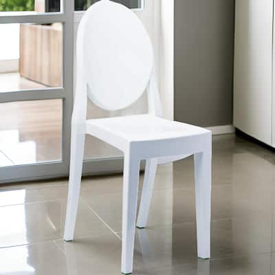 Doe Side Dining Chair Set of 4, Indoor, Outdoor, White Premium Plastic