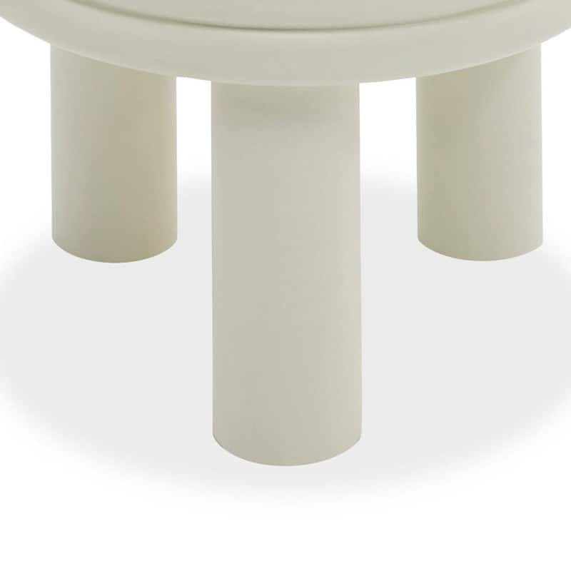 Cid Finley 20 Inch Side End Table, Round Tiered Design, White Gloss Wood