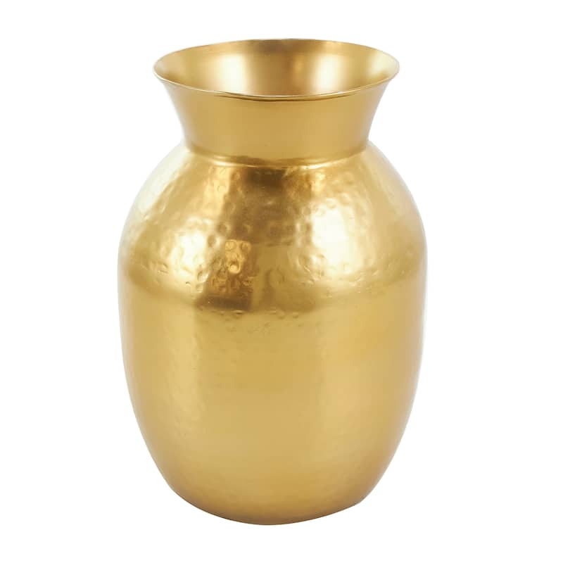 Gold Metal Hammered Spotted Decorative Vase