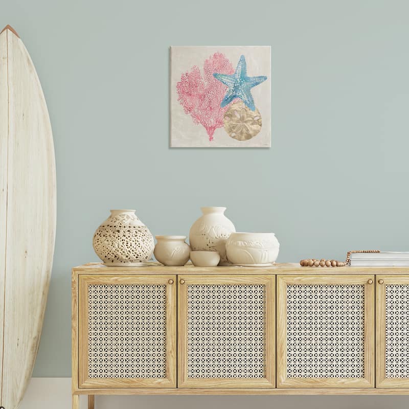 Stupell Sea Life Trio on Beige Canvas Wall Art Design By Amber Sterling