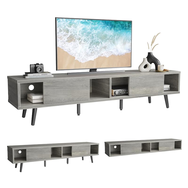 TV Stand for up to 75" TVs with Solid Wood Entertainment Center TV Console Mid-century - 70 inches