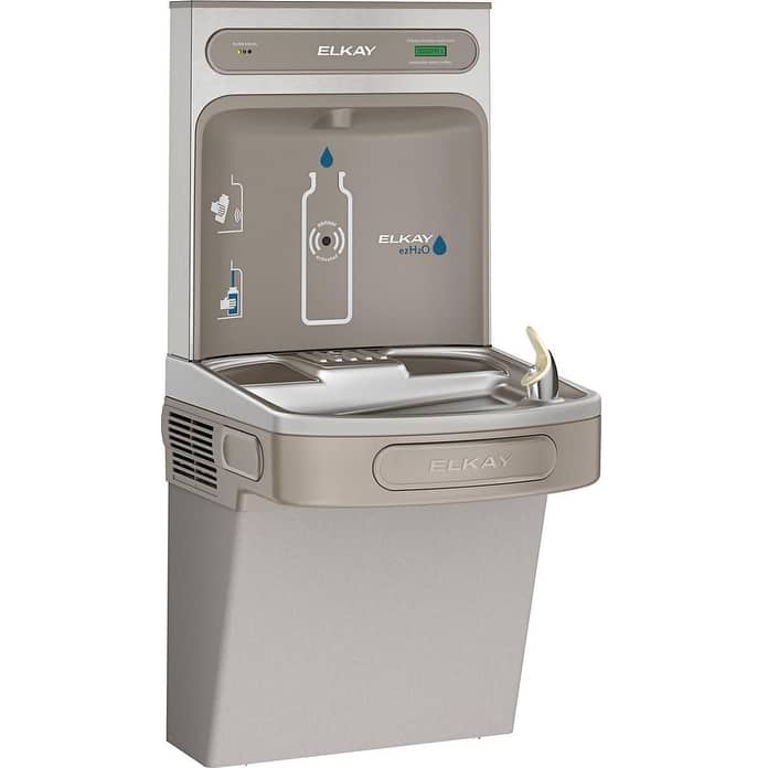 Elkay EZH2O Wall Mounted Drinking Fountain and Hands Free Bottle - Light Gray Granite