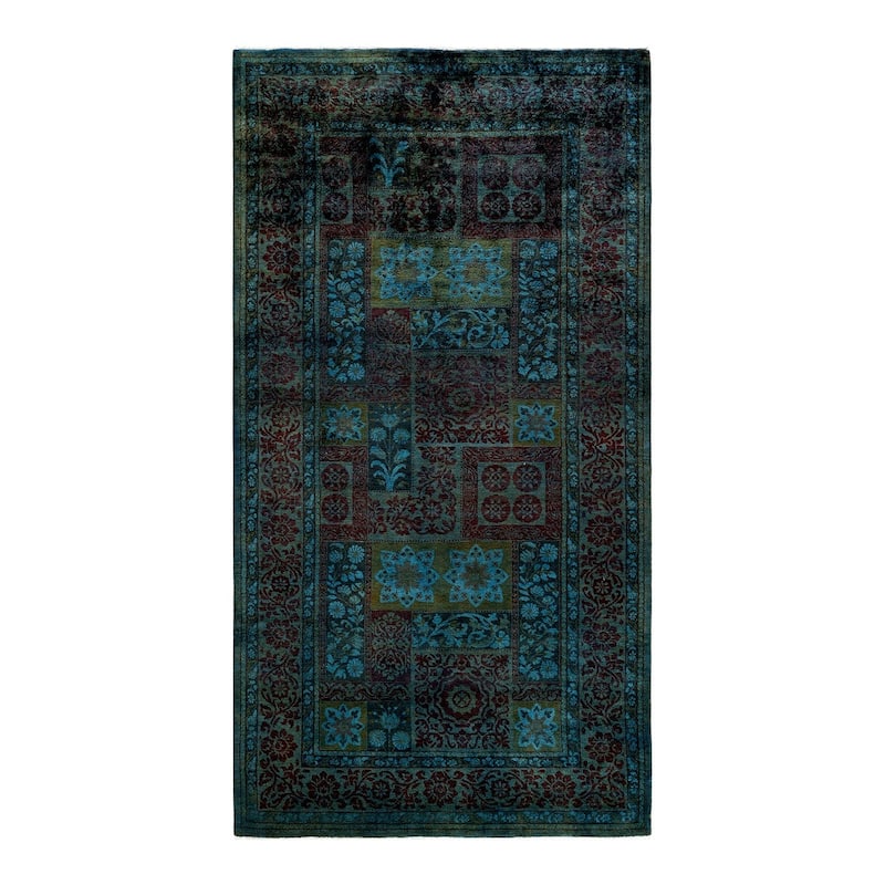 Overton Hand Knotted Wool Vintage Inspired Modern Contemporary Overdyed Multi Area Rug - 5' 3" x 9' 10"