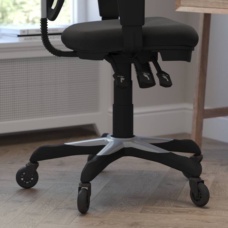 Mid-Back Ergonomic Multifunction Mesh Chair with Polyurethane Wheels
