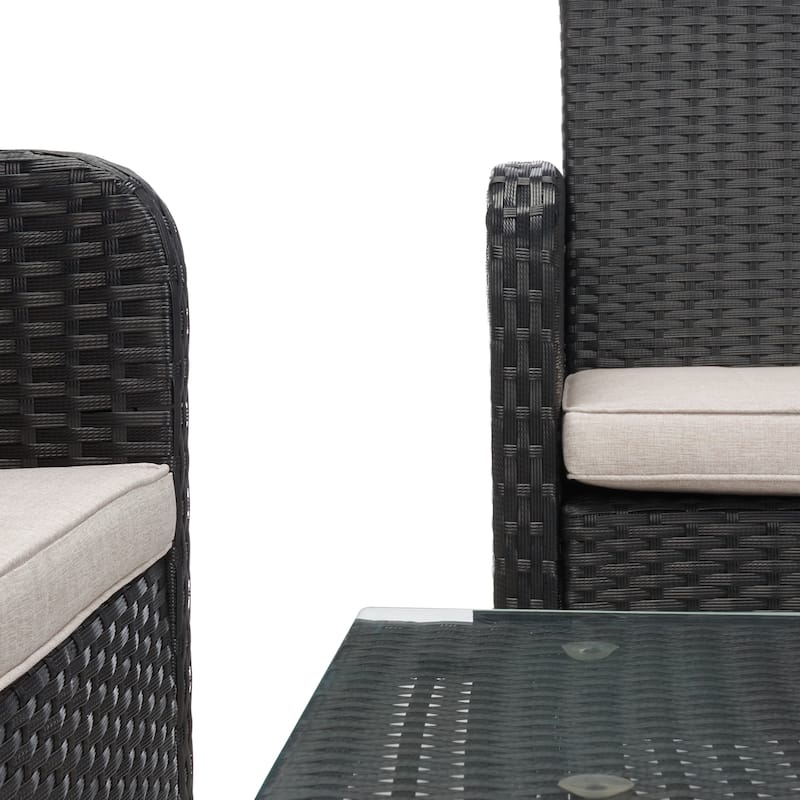 SAFAVIEH Outdoor Aboka Wicker/ Steel 4-piece Patio Conversation Set