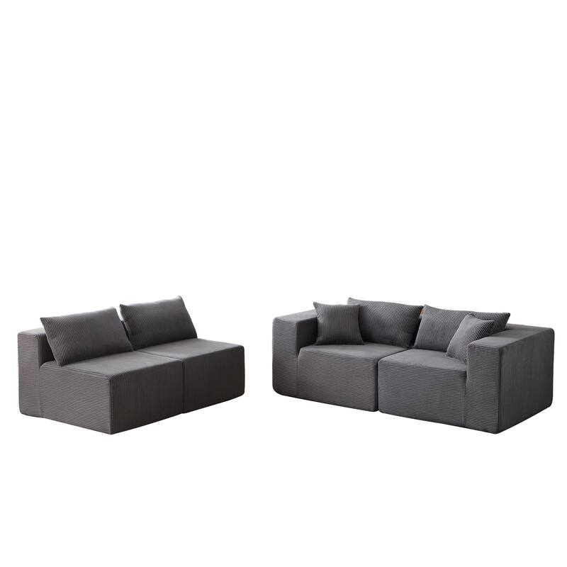 104-Inch Modular Sectional Sofa for Livingroom L Shaped Compressed Sofa, 4 Pc Free Combination Sofa Set