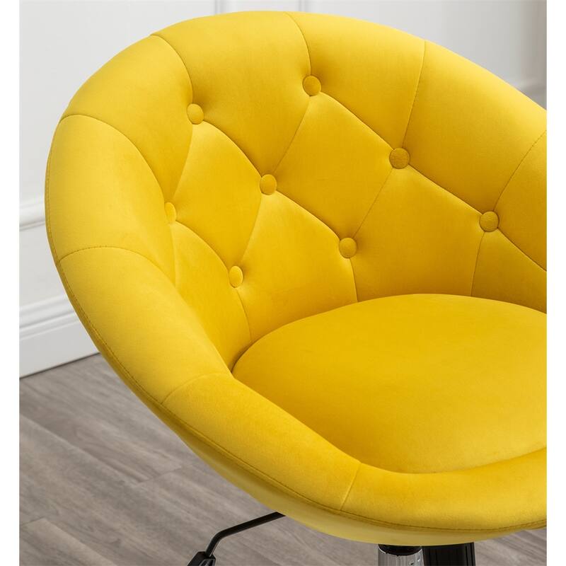 Velvet Upholstered Tufted Back Swivel Accent Chair