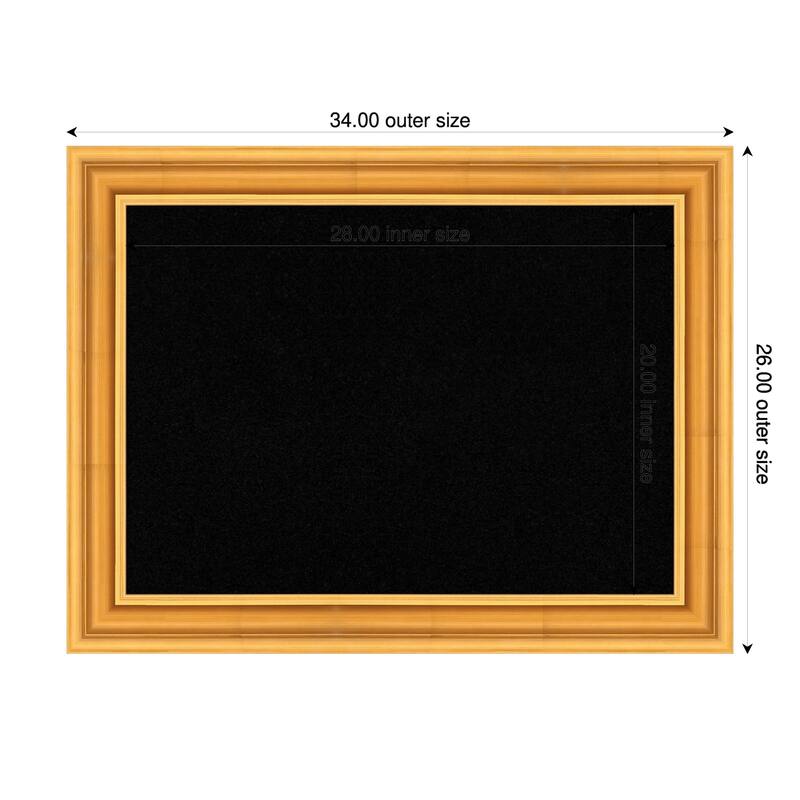 Sierra Gold Wood Framed Cork Board - Bulletin Board, Organization Board, Pin Board - Black - 34 x 26 in