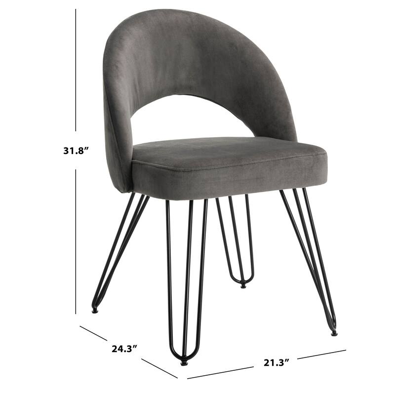 SAFAVIEH Jora Velvet Retro Dark Grey Side Chair (Set of 2) - 21.3" x 24.3" x 31.8"