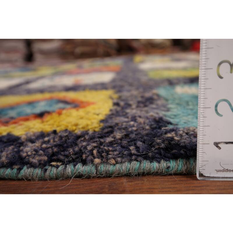 All-Over Black Plush Large Moroccan Area Rug Handmade Wool Carpet - 9'9" x 15'1"