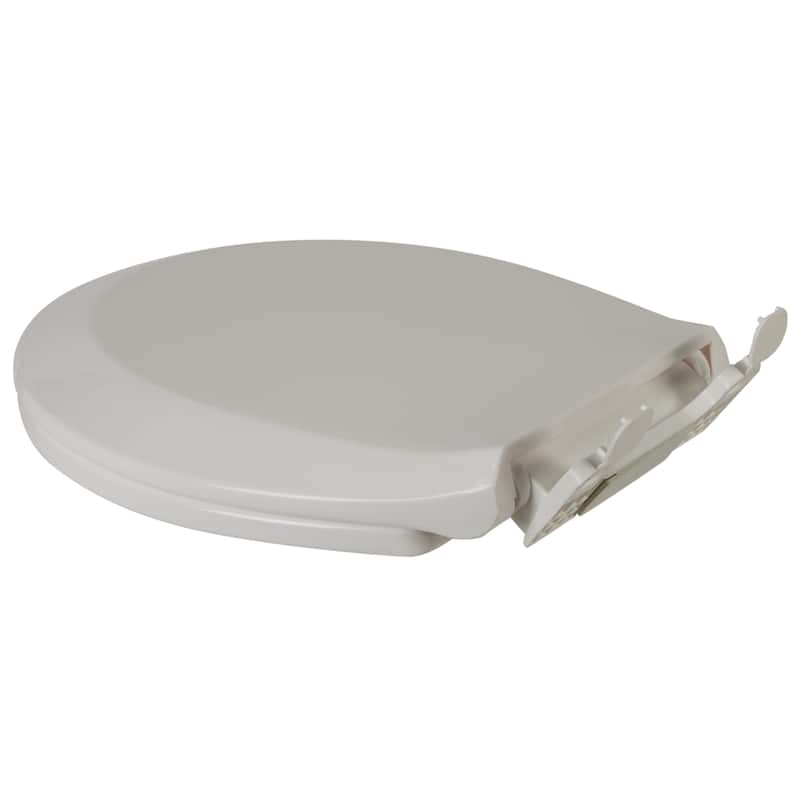 Bath Bliss Deluxe Plastic Beveled Round Toilet Seat in White - 14.2"x 17.5"x 2.1"