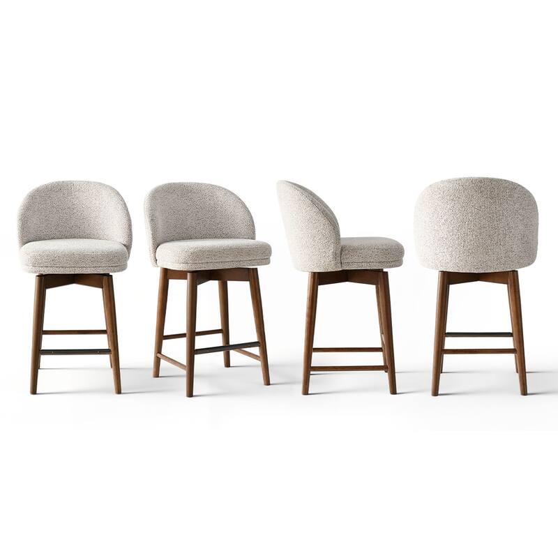 25.5" Swivel Solid Wood Leg Upholstered Counter Stool(Set of 4)