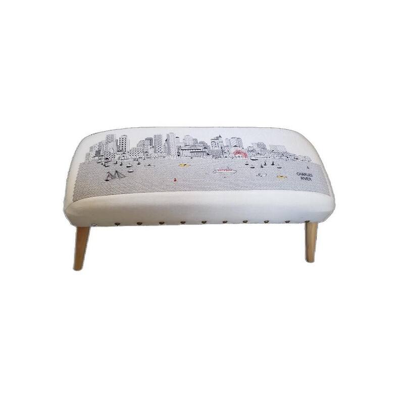 HomeRoots 38" Cream Wool And Brown Ottoman