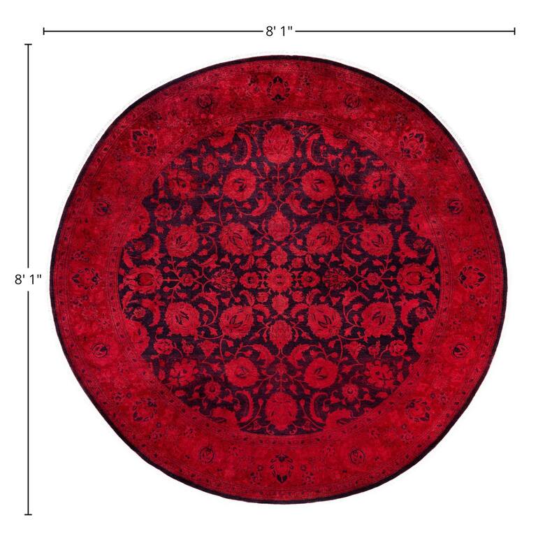 Overdyed One-of-a-Kind Hand-Knotted Area Rug - Orange - 8' 1" x 8' 1"