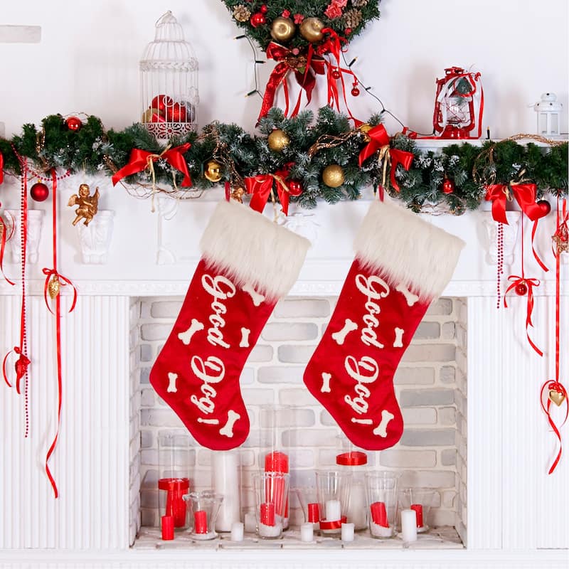 Glitzhome 21"L Plush Christmas Stockings