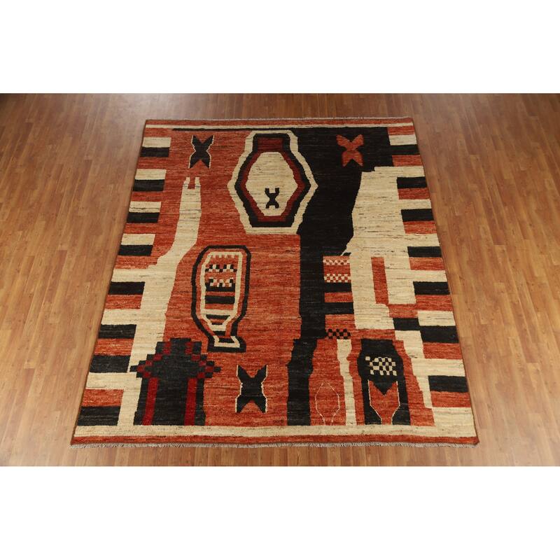 Moroccan Oriental Area Rug Handmade Bedroom Wool Carpet - 8'6" x 9'11"