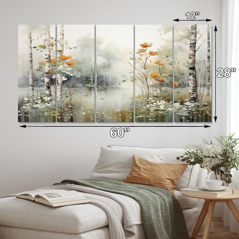 Designart "Minimalism Forest Woods I" Landscapes Multipanel Wall Art Living Room set